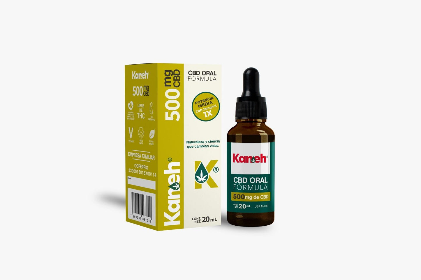 Aceite de CBD aislado 500 mg en 20 ml.